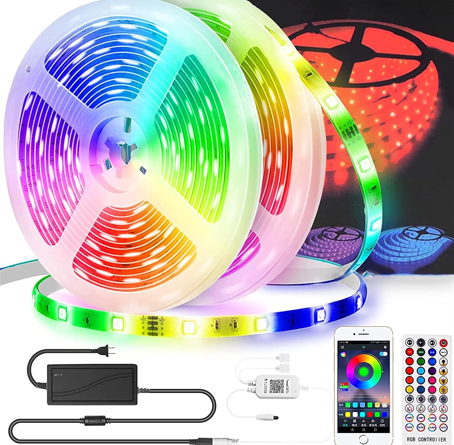1 Smart LED Stripe Lights Light Up Your World With Vibrant Colors Smart Control ANd Endless Possibilities 10m Length Smart App Control RGB Color Changing Music Sync Mode - Image 1
